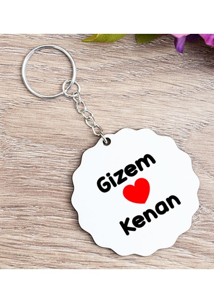 Kişiye Özel Sevgililere Özel Isim Yazılı Ahşap Anahtarlık