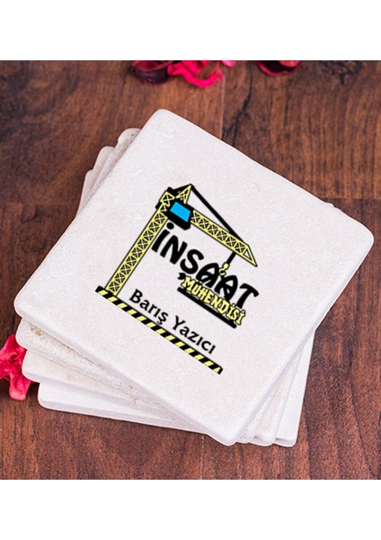 Kişiye Özel Inşaat Mühendisi Taş Bardak Altlığı