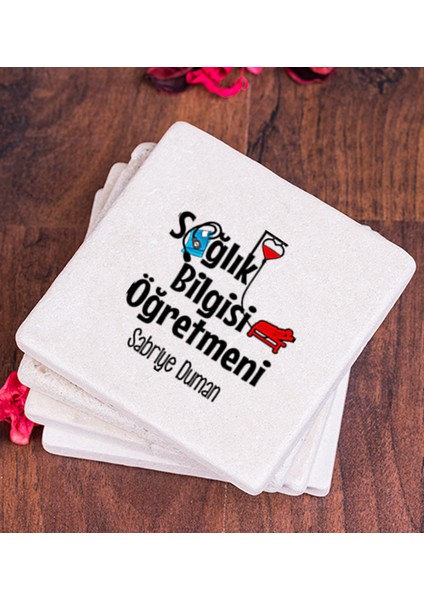 Kişiye Özel Sağlık Bilgisi Öğretmeni Taş Bardak Altlığı