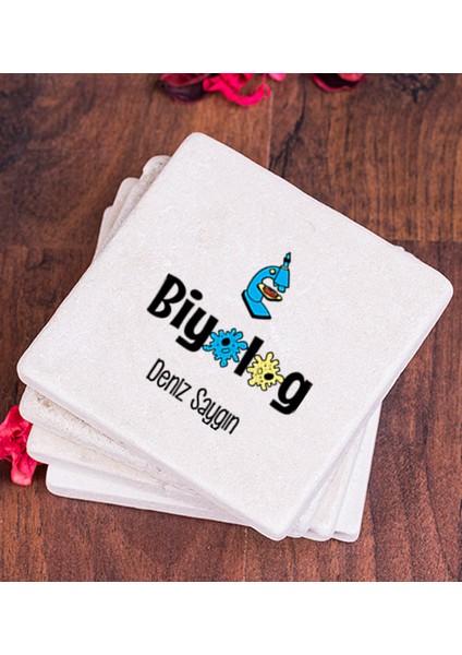 Kişiye Özel Biyolog Taş Bardak Altlığı