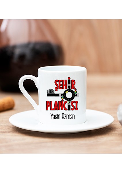 Kişiye Özel Şehir Plancısı Beyaz Türk Kahvesi Fincanı