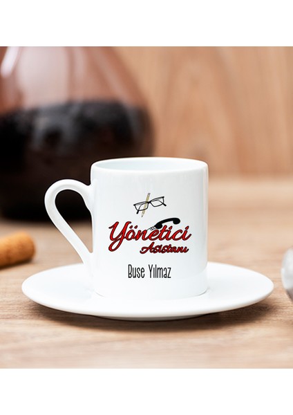 Kişiye Özel Yönetici Asistanı Beyaz Türk Kahvesi Fincanı