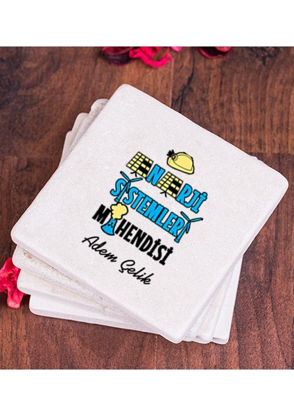 Kişiye Özel Enerji Sistemleri Mühendisi Taş Bardak Altlığı