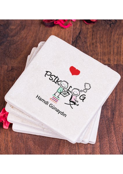 Kişiye Özel Psikolog Taş Bardak Altlığı