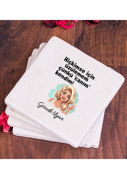 Kişiye Özel Canım Kendim Taş Bardak Altlığı