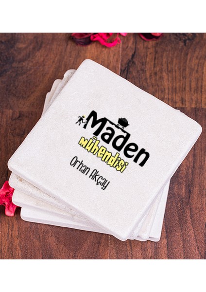 Kişiye Özel Maden Mühendisi Taş Bardak Altlığı