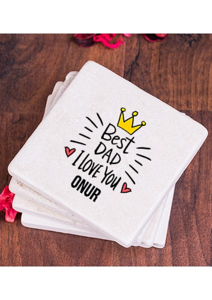 Kişiye Özel Best Dad Taş Bardak Altlığı