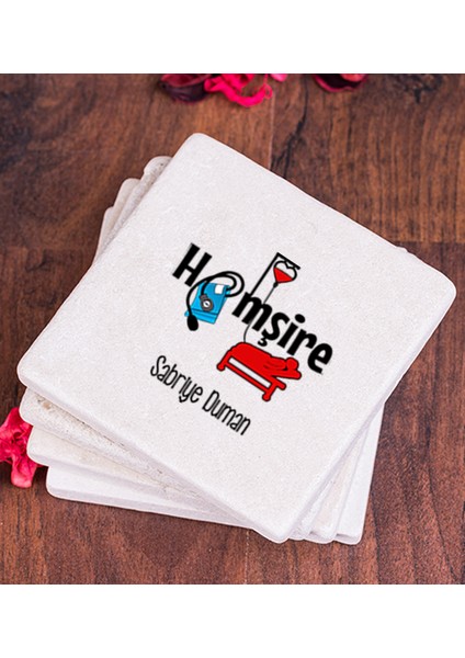 Kişiye Özel Hemşire Taş Bardak Altlığı