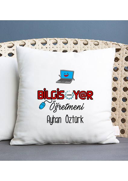 Kişiye Özel Bilgisayar Öğretmeni Kare Yastık
