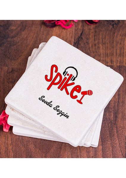 Kişiye Özel Spiker Taş Bardak Altlığı