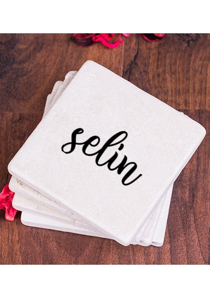 Kişiye Özel Kişiye Özel Isim Yazılı Taş Bardak Altlığı
