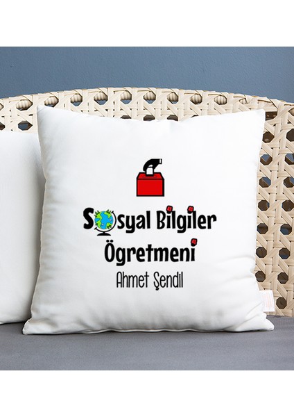 Kişiye Özel Sosyal Bilgiler Öğretmeni Kare Yastık