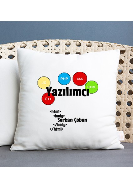 Kişiye Özel Yazılımcı Kare Yastık
