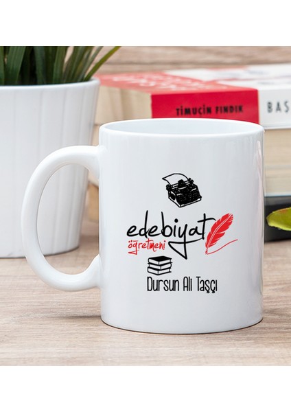 Kişiye Özel Edebiyat Öğretmeni Beyaz Kupa Bardak