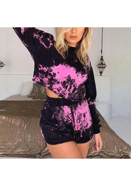 2 Adet Set Wo Ilkbahar Yaz Eşofman Sweatshirt Batik Kıyafet Şort Festivali Giysileri S fiyatları