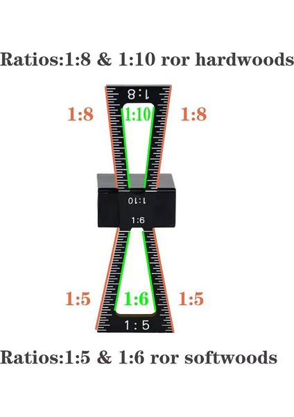Kırlangıç Kuyruğu Işaretleme Jig Işaretleme Ölçer Şablonu Ağaç Işleme Dıy Ahşap Eklemler: 1:5 1:6 1:8 ve 1:10 Konumlandırıcı Ölçme Aracı fırsatları