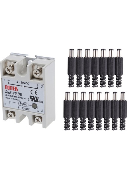 16 Adet Aksesuar: 1 Adet Tek Fazlı Solid State Röle Dc-Dc SSR-40DD 40A DC3-32V DC5-60V ve 15 Adet Erkek Lehim Dcdizüstü Bilgisayar Adaptörü Jack (Yurt Dışından)