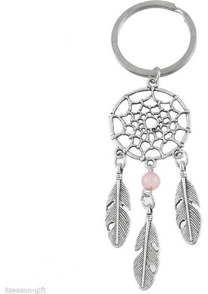 Eski Donukdreamcatcher&feather&pembe Boncuk Charm Anahtarlık