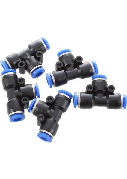 5 Adet 6mm - 6mm T Tarzı Tek Presli Bağlantı Elemanları Hızlı Bağlantılar ve 1x Poliüretan Pu Hava Kompresörü Hortum Tüpü 7 Metre 6mm x 4mm Kraliyet Mavisi modelleri