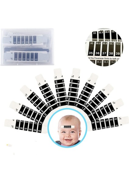 6x Bebek Çocuk Çocuk Alın Baş Şerit Ateş Termometre Tature Test Sticker fırsatları