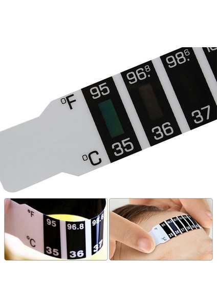 6x Bebek Çocuk Çocuk Alın Baş Şerit Ateş Termometre Tature Test Sticker indirimleri