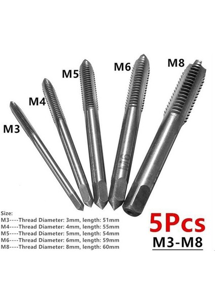 Srıwen 2020 5 Adet/takım Hss M3 M4 M5 M6 M8 Makine Spiral Noktası Düz Yivli Vida Dişi Metrik Tapa El Dokunma Matkabı modelleri