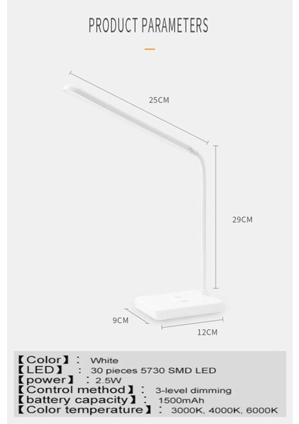 Ledli Dokunmatik Masa Lambası 3 Kademeli Akrobat Şarjlı ve USB Masa Lambası Katlanabilir 30 Ledli Masa Lambası