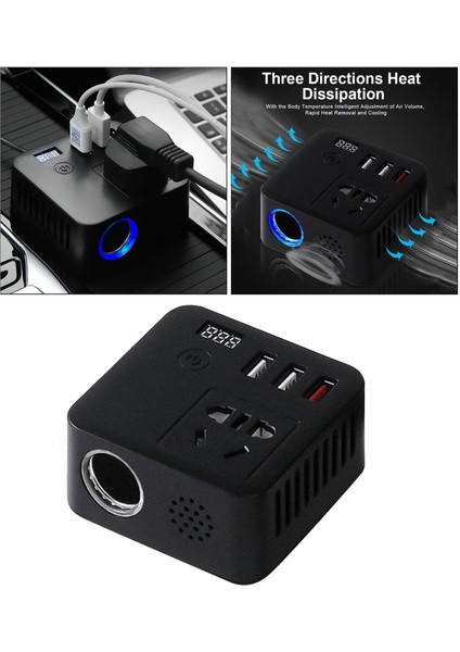 Akıllı 150 W Araba Power Inverter 12 V 220 V Otomatik Şarj Adaptörü Siyah (Yurt Dışından)