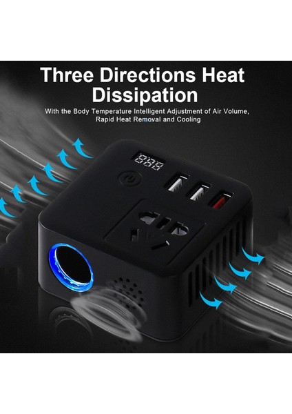 Akıllı 150 W Araba Power Inverter 12 V 220 V Otomatik Şarj Adaptörü Siyah (Yurt Dışından)