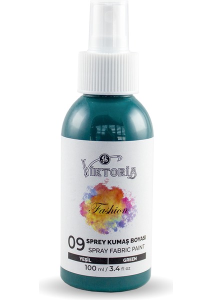 Yeşil Sprey Kumaş Boyası Canlı Renkler 100 ml Kendi Tarzınızı Yaratın