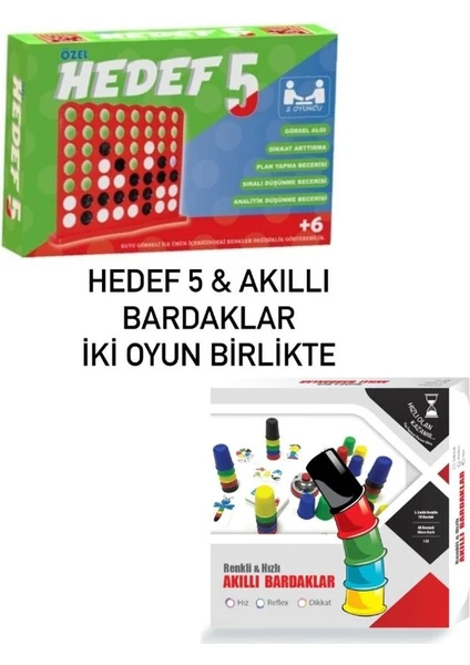 Akıllı Renkli Hızlı Bardaklar + Hedef 5 Iki Oyun Birlikte