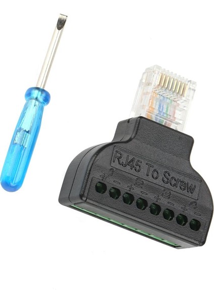 Adet RJ45 Erkek Fiş 8 Pinli Av Vidalı Terminal Adaptörü Bloğu Dönüştürücü Konnektör Cctv