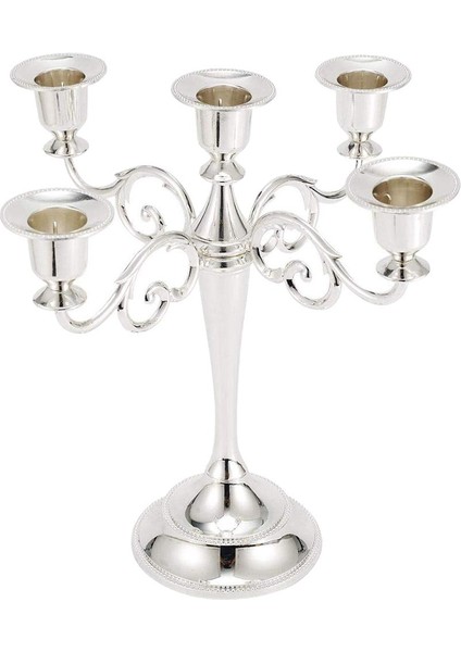 5-Mum Metal Şamdan Şamdan 10 '' Mumluk Mum Standı Bronz