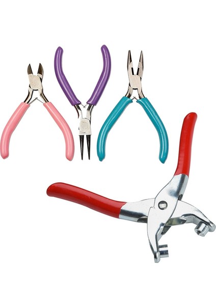 Delgeç El Pensesi Perçin Pensesi ve 3 Adet Pense ile Perçin Delme Zincirli Burun Pensesi Kesici Pense Yuvarlak Burunlu Pense(Yurt Dışından)