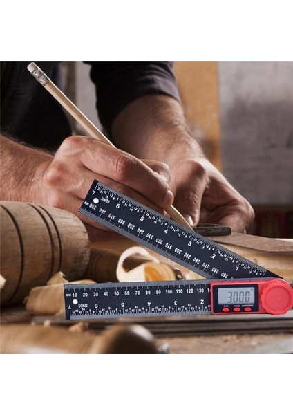 Çok Fonksiyonlu Dijital Açı+Düz Çelik Cetvel 0~360 Derece Açı 200/300 mm - Kayısı