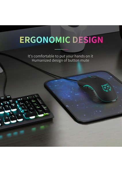 Ergonomik USB Kablolu Oyunu Fare Rgb Arkadan Aydınlatmalı Sessiz Pc Dizüstü LED Optik Fareler Siyah (Yurt Dışından)