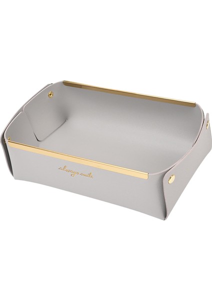 Pu Vale Tepsi Entryway Saklama Kutusu Organizatörler Konteyner Açık Gri