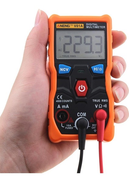 Aneng V01A Dijital True Rms Multimetre Test Cihazı Ncv Veri Tutma ile Automotriz Multimetre Otomatik Ayarlama LCD Arka Işık + El Feneri - Turuncu (Turuncu) modelleri
