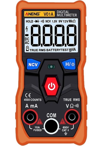 Aneng V01A Dijital True Rms Multimetre Test Cihazı Ncv Veri Tutma ile Automotriz Multimetre Otomatik Ayarlama LCD Arka Işık + El Feneri - Turuncu (Turuncu) fırsatları
