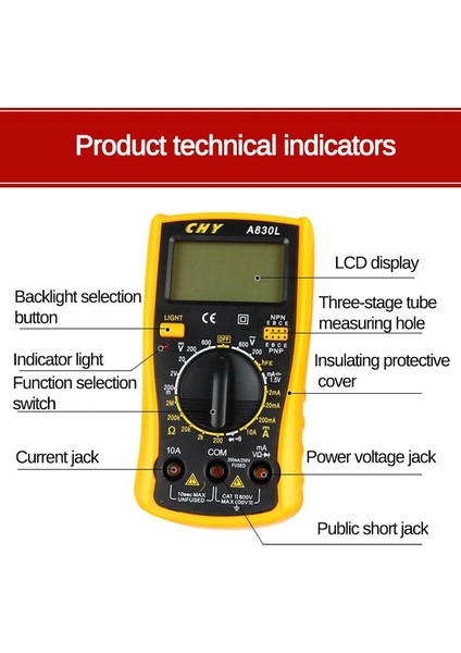 Evrensel 200MA-1000V Metre Numarası El Tipi Dijital Ekran Multimetre 2MA-10A Voltmetre Ohmmetre LCD Diaplay Ölçme Direnci Süreklilik Diyodu - indirimleri