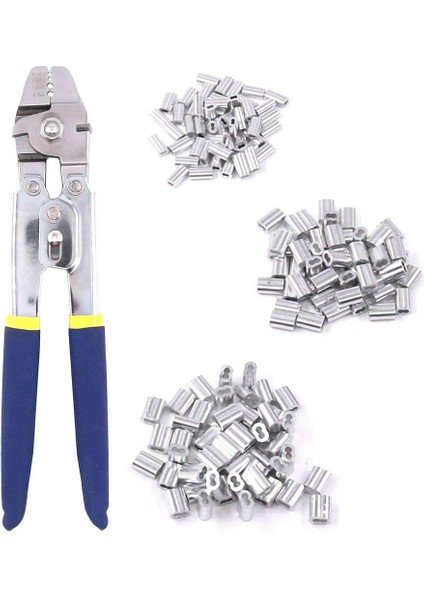 Paslanmaz Çelik Balıkçılık Pensesi Tel Halat Sıkma Aracı, 150 Adet Yüksük ile Sıkma Döngü Kiti Crimpers & Sıkma Kollu Aracı fiyatları