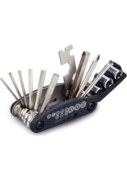 16 1 Bisiklet Tamir Takımı Kombinasyon Zinciri Kesici Bisiklet Tamir Aletleri-Siyah(Yurt Dışından)