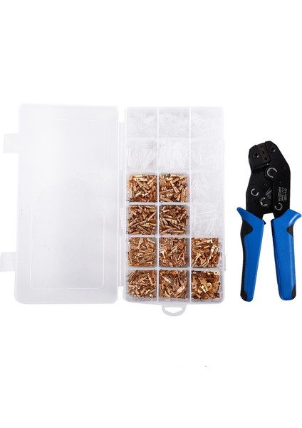 Kablo Terminalleri Sıkma Aleti Kiti Konnektörler Crimper ve Cırcırlı Kablo Terminalleri 1000PCS Erkek ve Dişi Maça Konnektörlü AWG22-16(0.5-1.5MM²) Sıkma Aleti(Yurt Dışından)