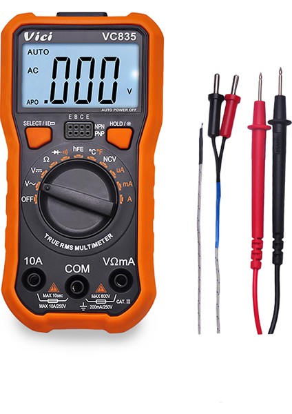 Vici Mini Çok Fonksiyonlu El LCD Dijital Ncv True Rms Multimetre Dc/ac Voltaj Akım Ölçer Sıcaklık Direnci Diyot Test Cihazı
