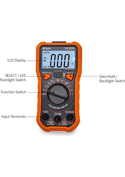 Vici Mini Çok Fonksiyonlu El LCD Dijital Ncv True Rms Multimetre Dc/ac Voltaj Akım Ölçer Sıcaklık Direnci Diyot Test Cihazı modelleri