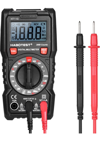 Habotese Dijital Multimetre 2000 Sayım Taşınabilir Multi Metre Voltmetre Ampermetre Ohmmetre Ac-dc Voltaj Ölçme(Yurt Dışından)