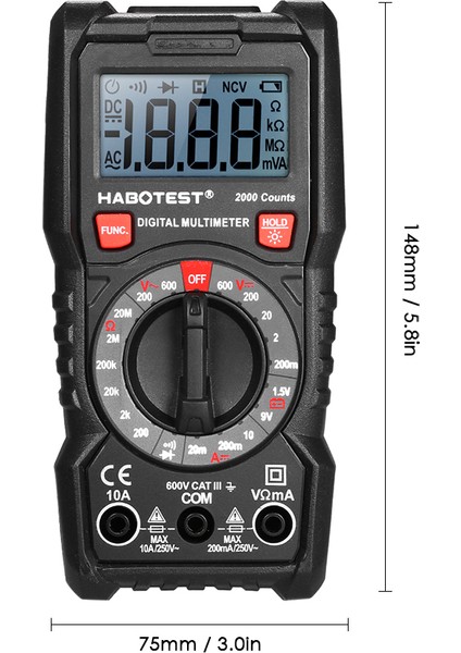 Habotese Dijital Multimetre 2000 Sayım Taşınabilir Multi Metre Voltmetre Ampermetre Ohmmetre Ac-dc Voltaj Ölçme(Yurt Dışından) fırsatları