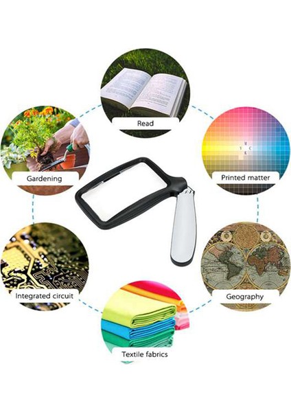 2'li Paket El Sayfa Büyüteç Katlanır Okuma Büyüteç Işıklı 2x 5 LED Işıklı Büyüteçli indirimleri