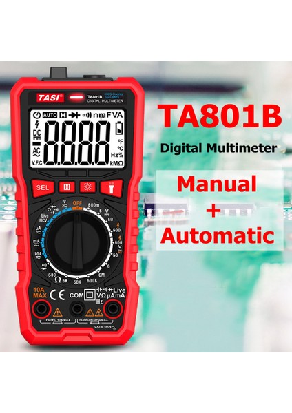 【esnek Tedarik】 Otomatik LCD Dijital Multimetre Ampermetre Ac/dc Voltaj Elektrik Aleti Test Cihazı Ncv, El Feneri TA801B ile