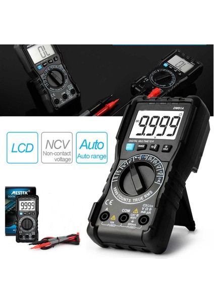 Elektrikli El Aletleri Mestek DM91A Mini Multimetre Dijital LCD Ncv Otomatik Multimetre 9999 Sayım Otomatik Aralık Test Cihazı Pilsiz